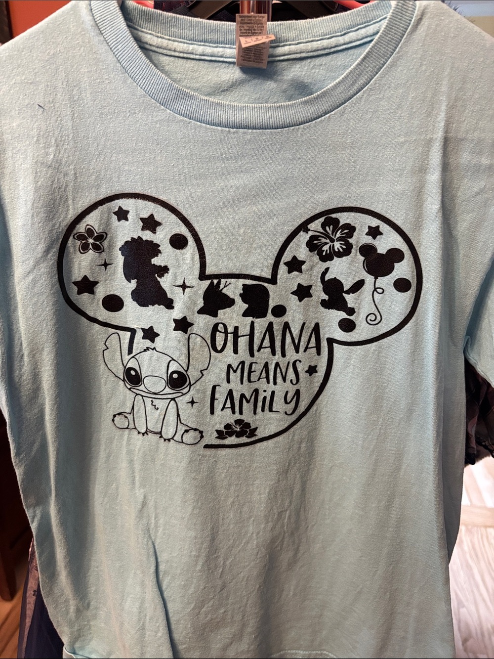 Gildan Light Blue 'Ohana Means Family' Kids Tee with Black Graphic